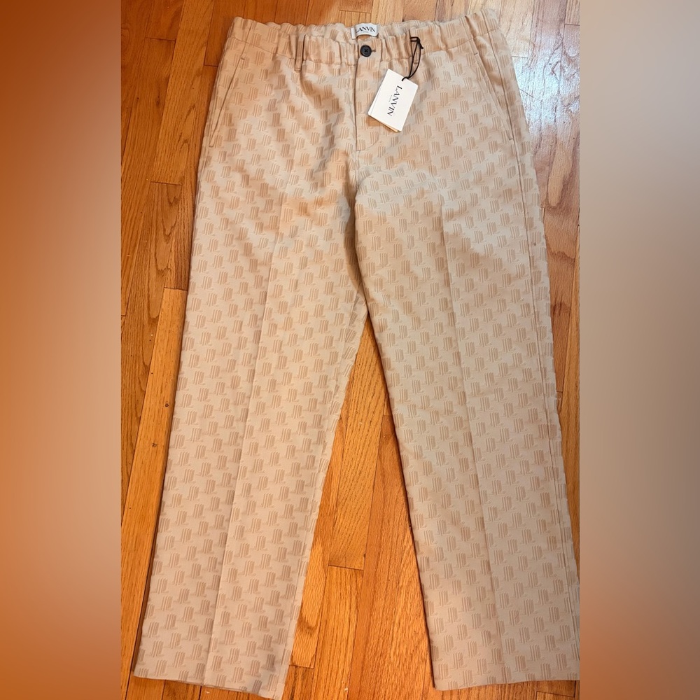 Lanvin Tan Patterned Chinos